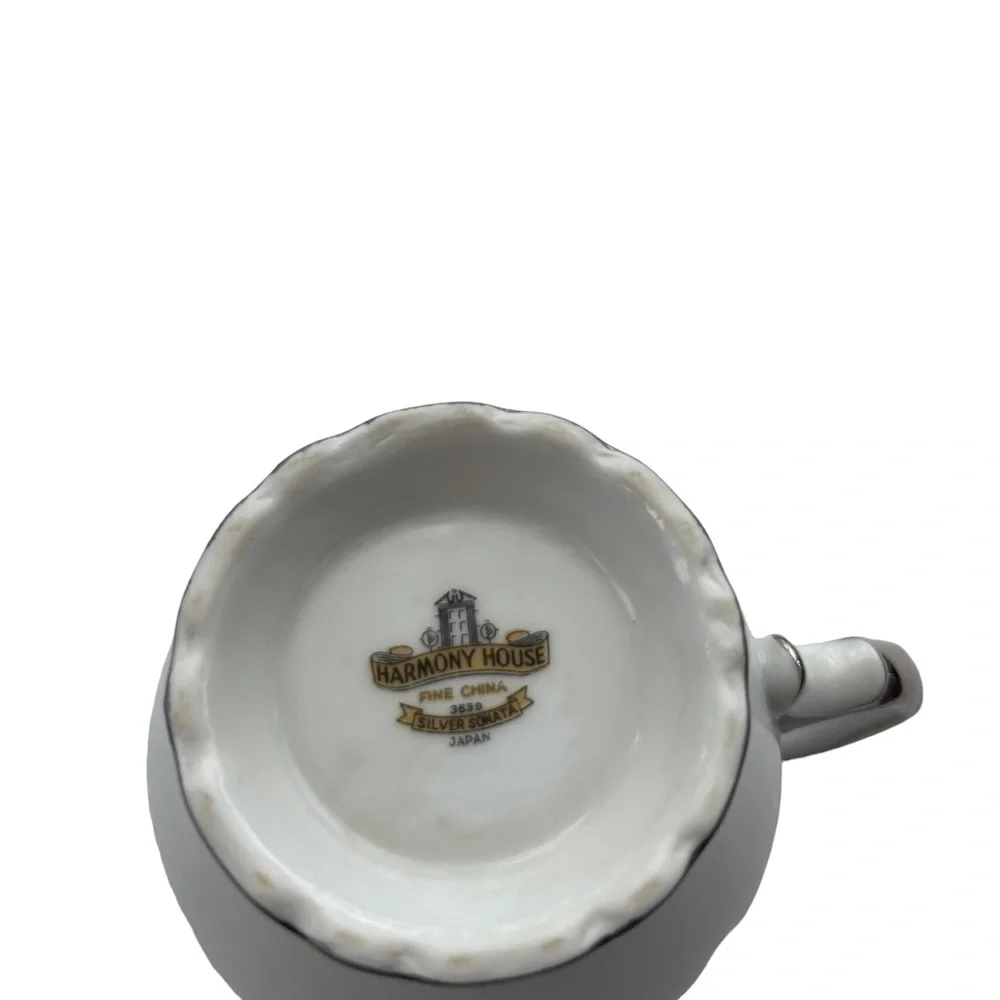 Vintage 1963 Silver Sonata By HARMONY HOUSE FINE CHINA White Silver 8 oz Creamer